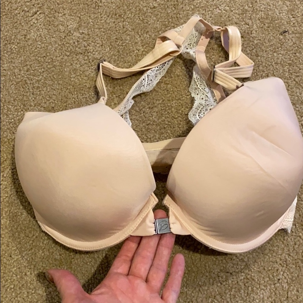 Parisa cream racer back front closure bra